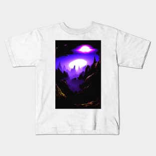 Alien Landscape With Purple Sky Kids T-Shirt